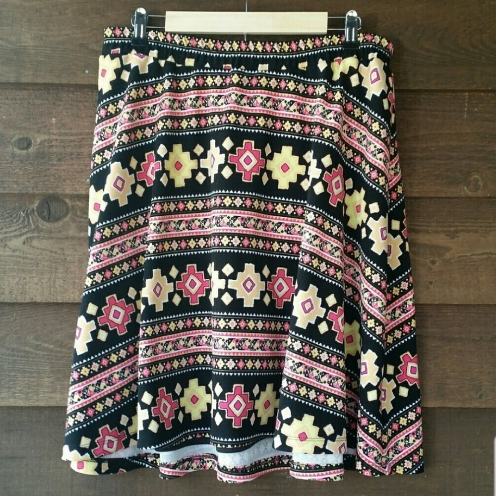 Lucie Lu bright Aztec print skater skirt 2x
